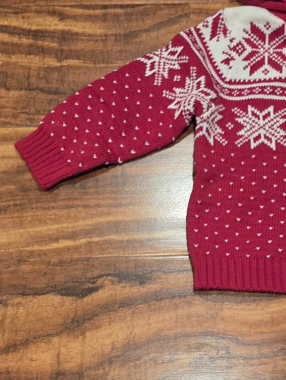 Gymboree NWT 6-12 Months Red Hooded Fair Isle Knit Sweater